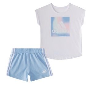 🌹BABY GIRLS ADIDAS SHORTS AND T SHIRT SUIT TWO PIECE🌹